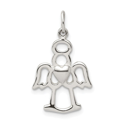 Sterlingsilber Poliert Engel mit Herz Charm