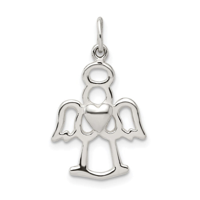 Sterlingsilber Poliert Engel mit Herz Charm