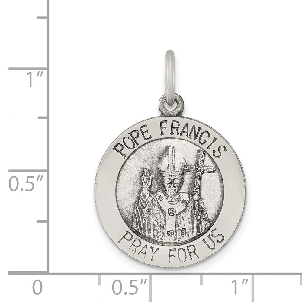 Sterlingsilber Antikisiert und Gebürstet Pope Franziskus Medaille