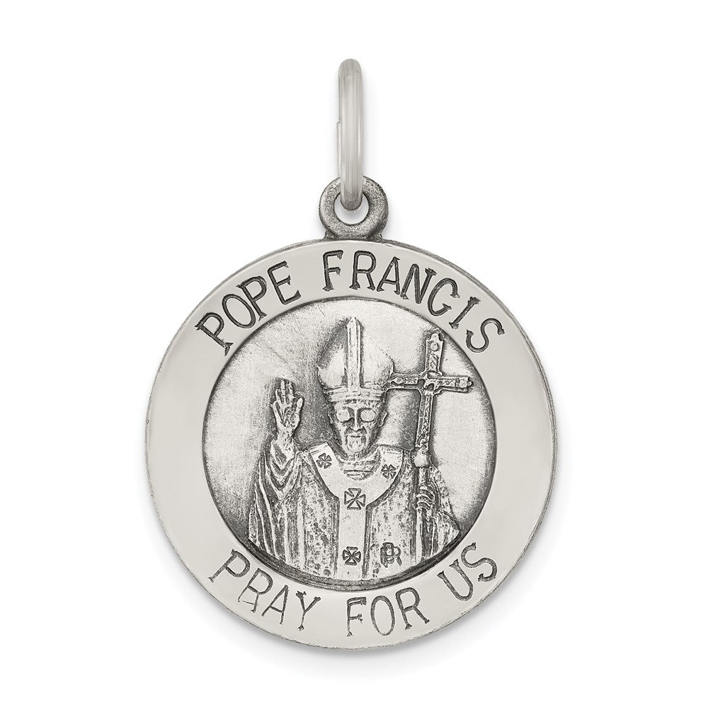 Sterlingsilber Antikisiert und Gebürstet Pope Franziskus Medaille