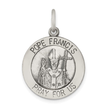 Sterlingsilber Antikisiert und Gebürstet Pope Franziskus Medaille