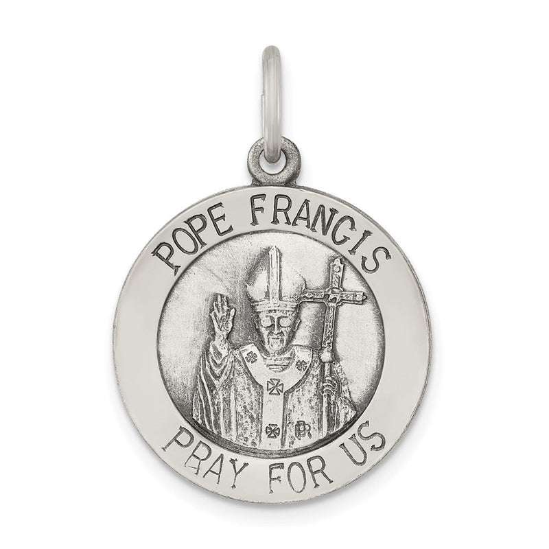 Sterlingsilber Antikisiert und Gebürstet Pope Franziskus Medaille