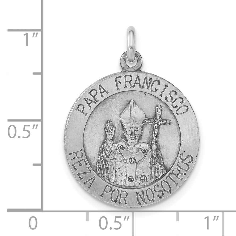 Sterlingsilber Antikisiert und Gebürstet Papa Francisco Medaille