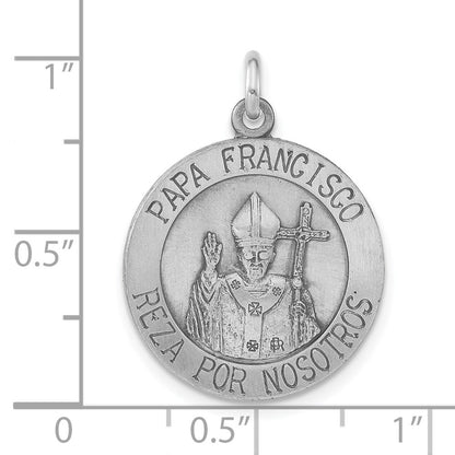 Sterlingsilber Antikisiert und Gebürstet Papa Francisco Medaille