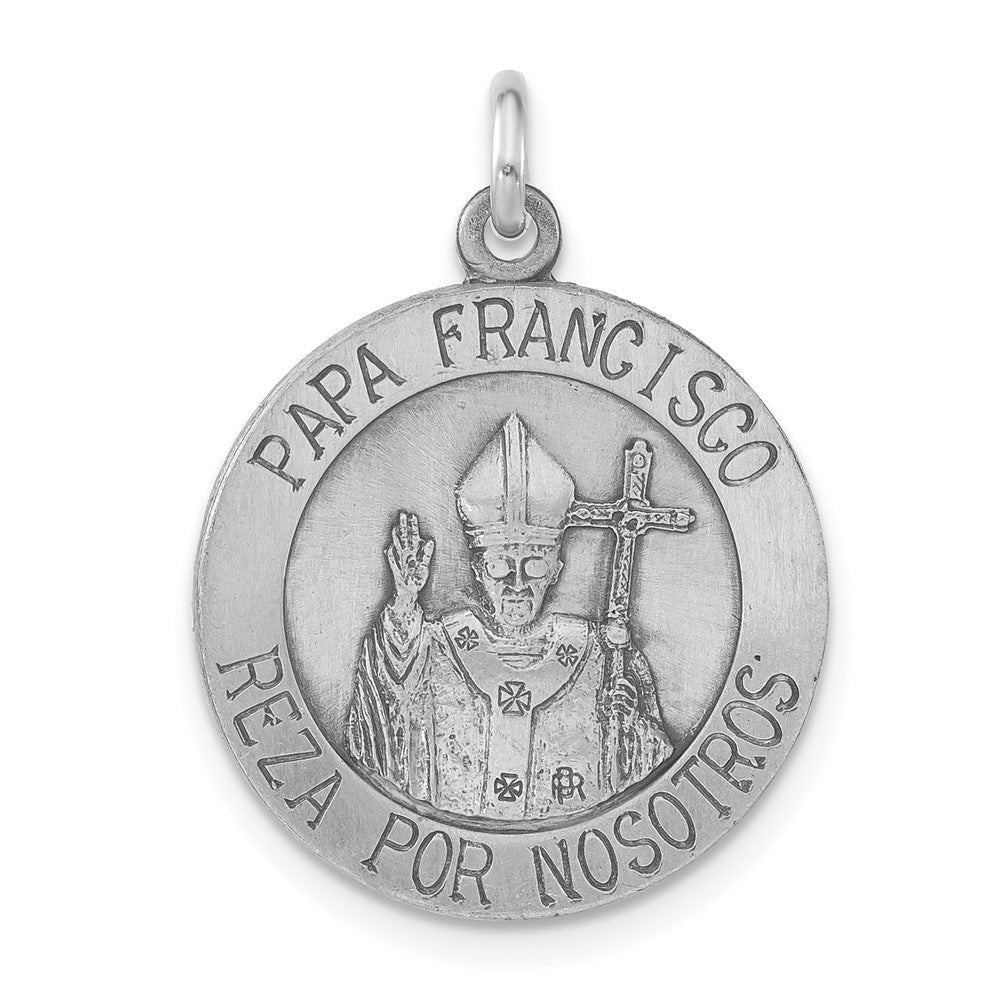 Sterlingsilber Antikisiert und Gebürstet Papa Francisco Medaille