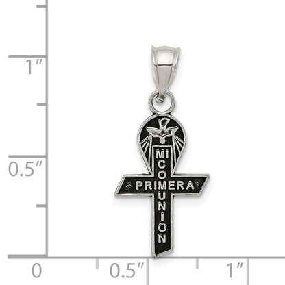 Sterlingsilber Antikisiert Mi Primera Kommunion Mini Schleife Anhänger