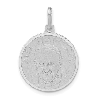 Sterlingsilber Matt & Poliert Papa Francesco Medaille Anhänger
