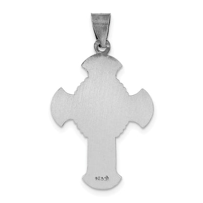 Sterlingsilber Antikisiert Strukturiert & Satiniert Religious Kreuz Anhänger