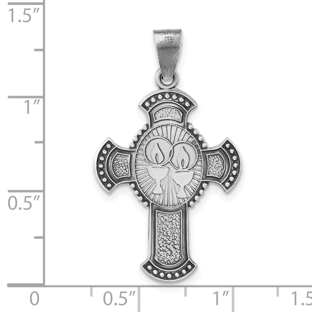 Sterlingsilber Antikisiert Strukturiert & Satiniert Religious Kreuz Anhänger