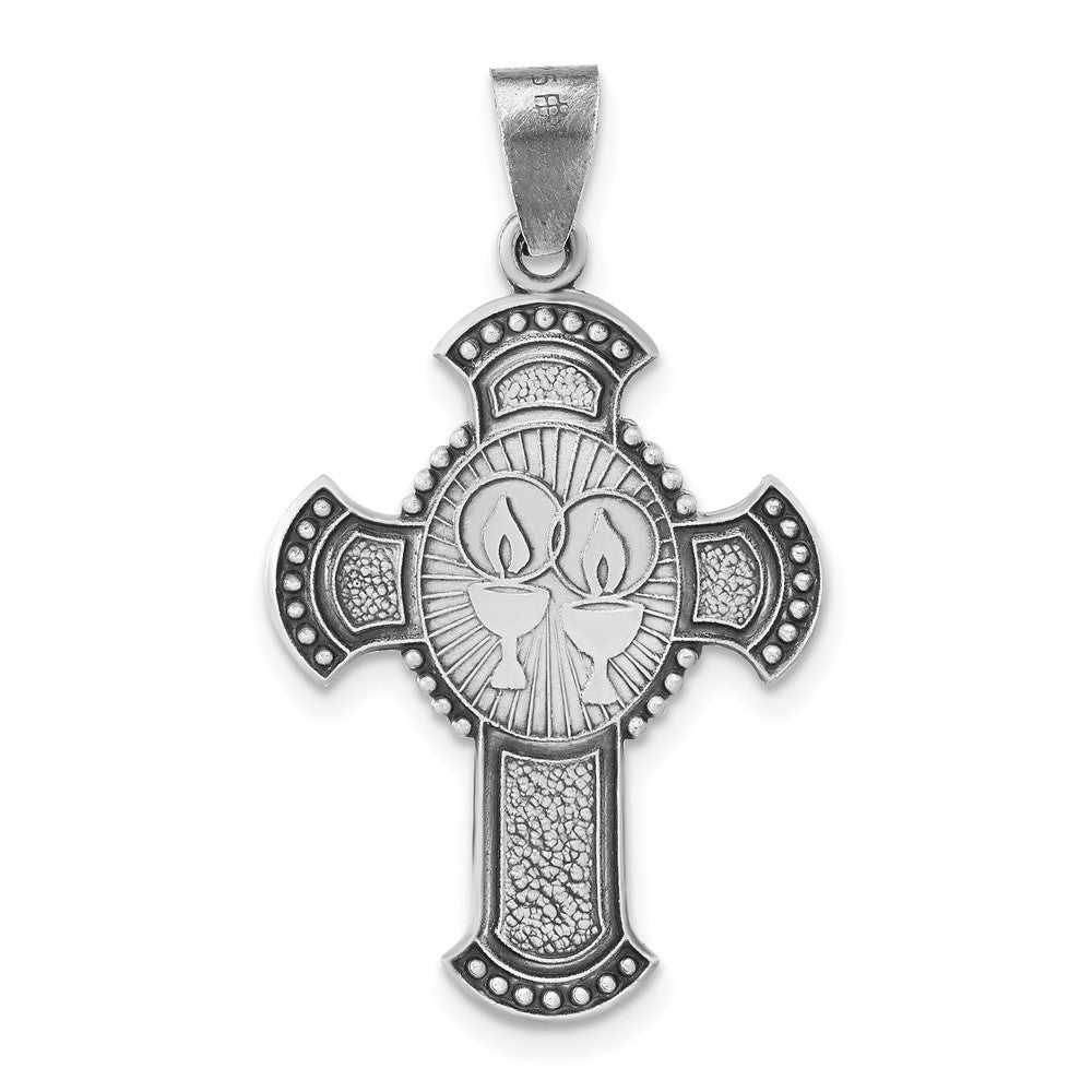 Sterlingsilber Antikisiert Strukturiert & Satiniert Religious Kreuz Anhänger