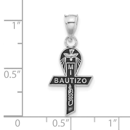 Sterlingsilber Antikisiert Mi Bautizo Schleife Anhänger