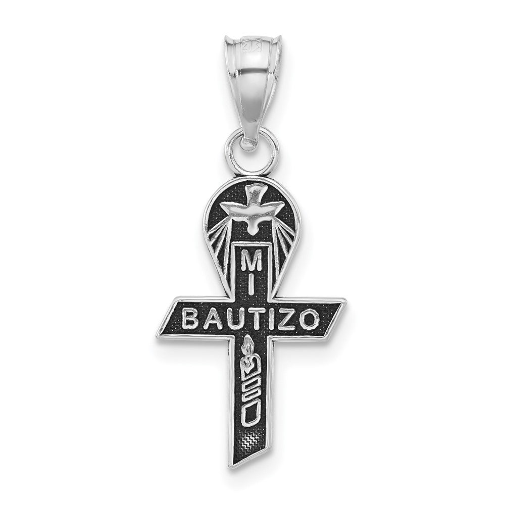 Sterlingsilber Antikisiert Mi Bautizo Schleife Anhänger