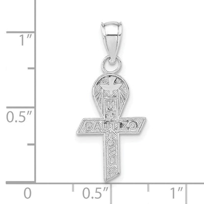 Sterlingsilber Poliert Mi Primera Kommunion Mini Schleife Anhänger