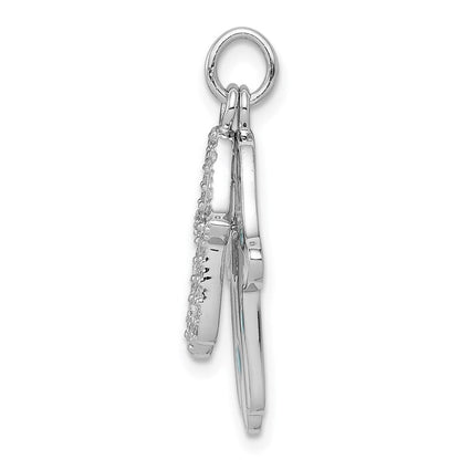 Sterlingsilber Rhodiniert Emaille Hamsa mit Zirkonia Anhänger