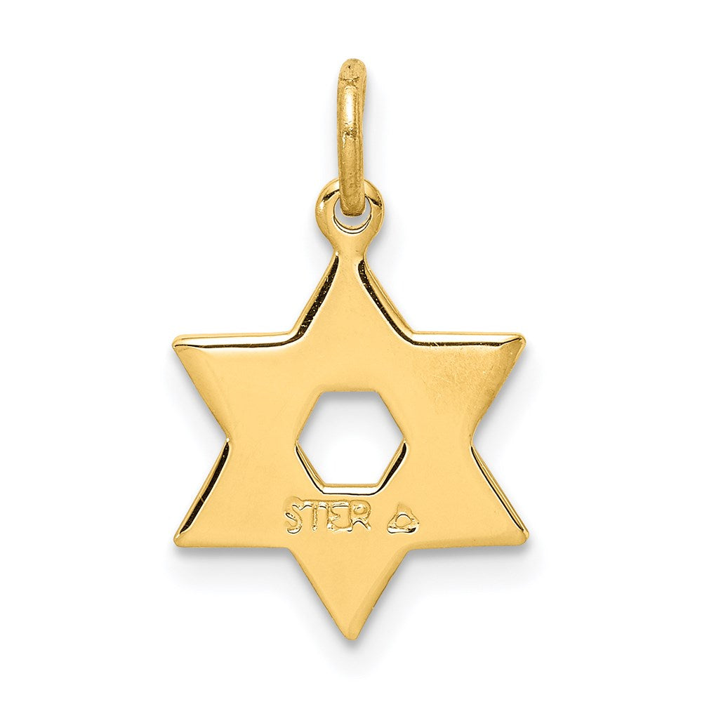 Sterlingsilber Goldfarben Graviert Klein Jewish Stern Anhänger
