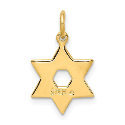 Sterlingsilber Goldfarben Graviert Klein Jewish Stern Anhänger