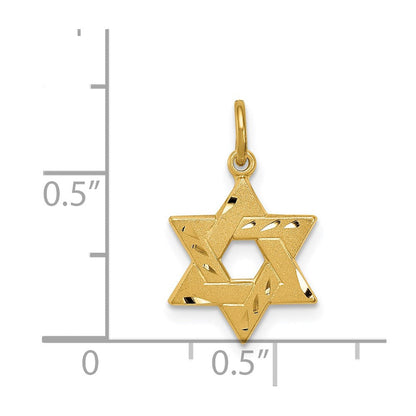 Sterlingsilber Goldfarben Graviert Klein Jewish Stern Anhänger