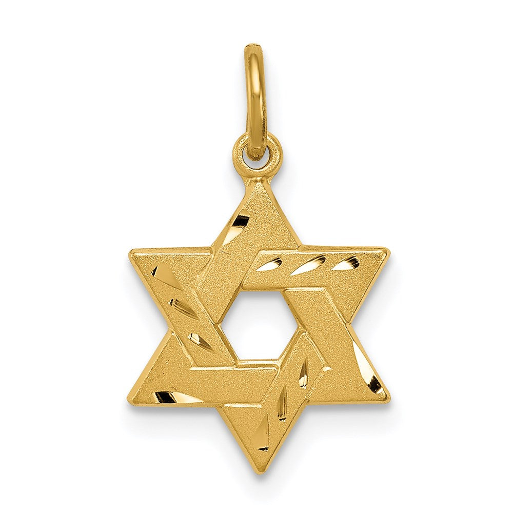 Sterlingsilber Goldfarben Graviert Klein Jewish Stern Anhänger