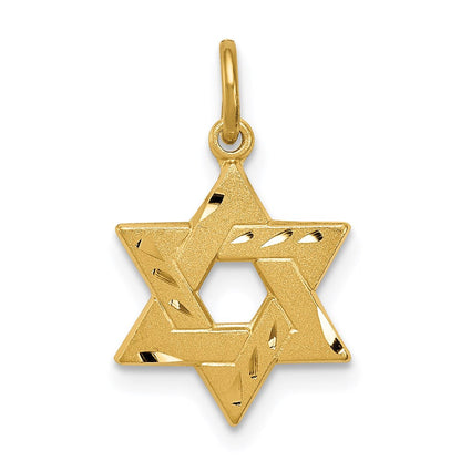 Sterlingsilber Goldfarben Graviert Klein Jewish Stern Anhänger