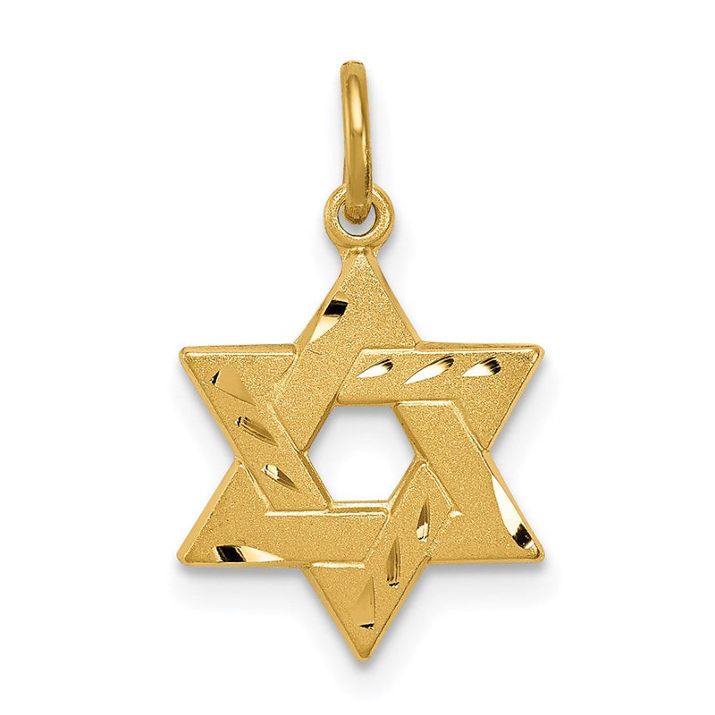 Sterlingsilber Goldfarben Graviert Klein Jewish Stern Anhänger