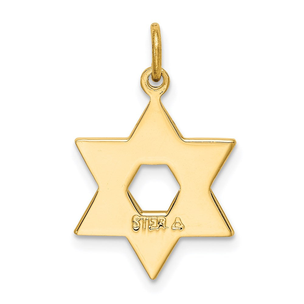 Sterlingsilber Goldfarben Graviert Jewish Stern Anhänger