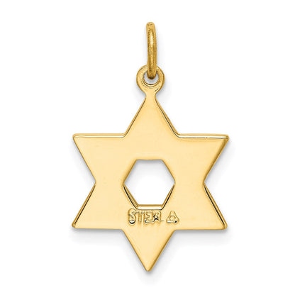 Sterlingsilber Goldfarben Graviert Jewish Stern Anhänger