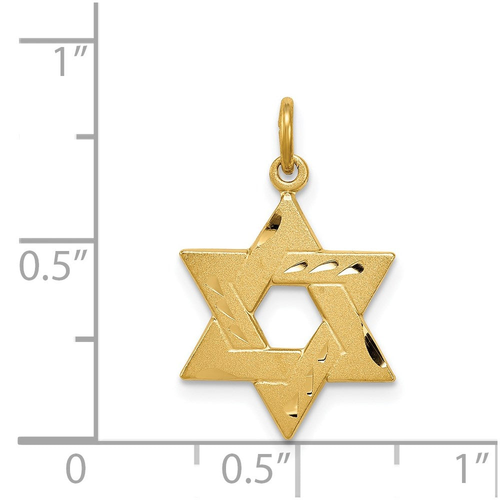 Sterlingsilber Goldfarben Graviert Jewish Stern Anhänger