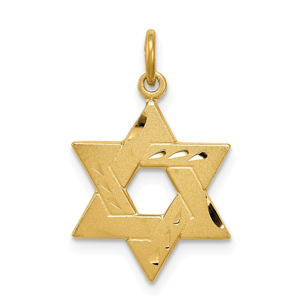 Sterlingsilber Goldfarben Graviert Jewish Stern Anhänger