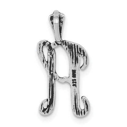 Sterlingsilber Antikisiert & Strukturiert Buchstabe H Kette Anhänger