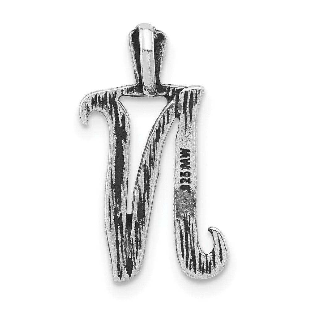 Sterlingsilber Antikisiert & Strukturiert Buchstabe N Kette Anhänger