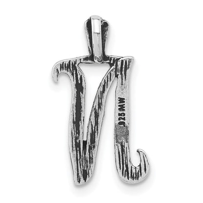 Sterlingsilber Antikisiert & Strukturiert Buchstabe N Kette Anhänger