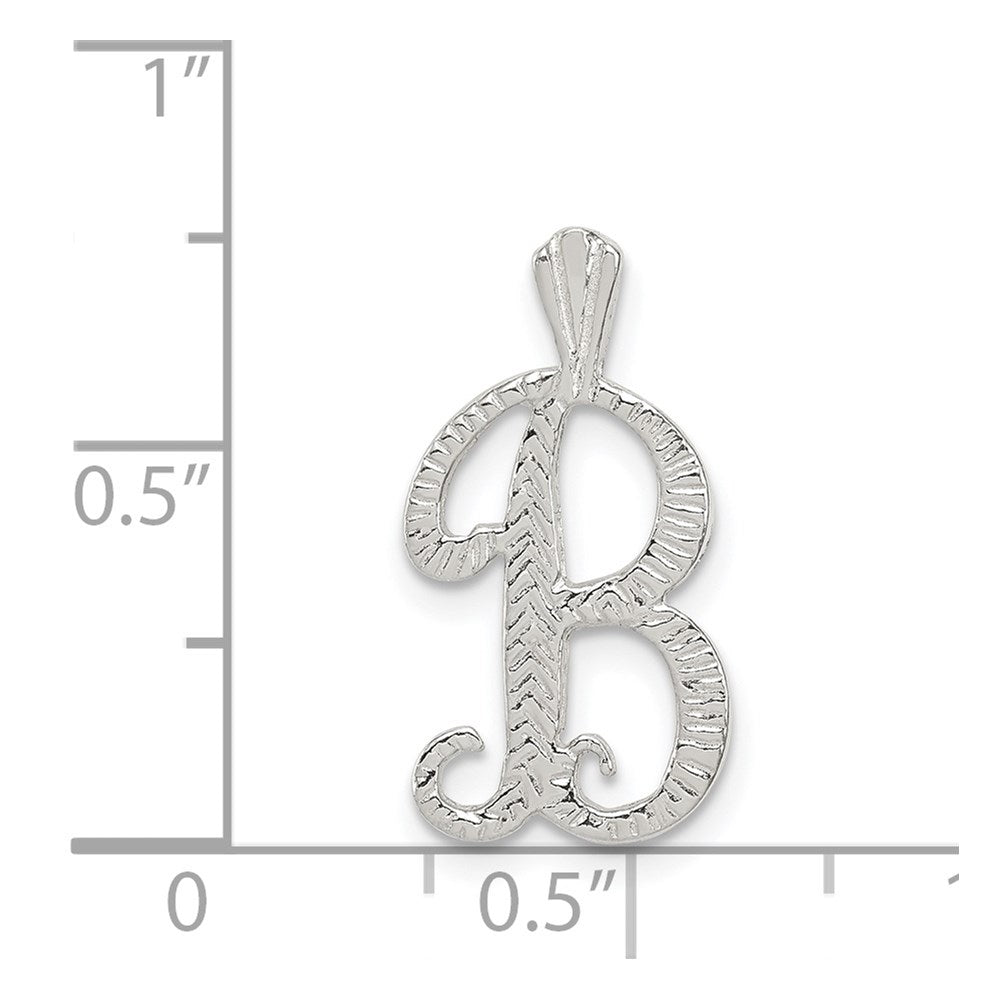 Sterlingsilber Poliert & Strukturiert Buchstabe B Initiale Kette Anhänger