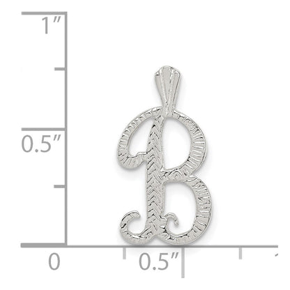 Sterlingsilber Poliert & Strukturiert Buchstabe B Initiale Kette Anhänger