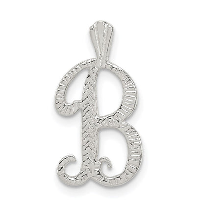 Sterlingsilber Poliert & Strukturiert Buchstabe B Initiale Kette Anhänger