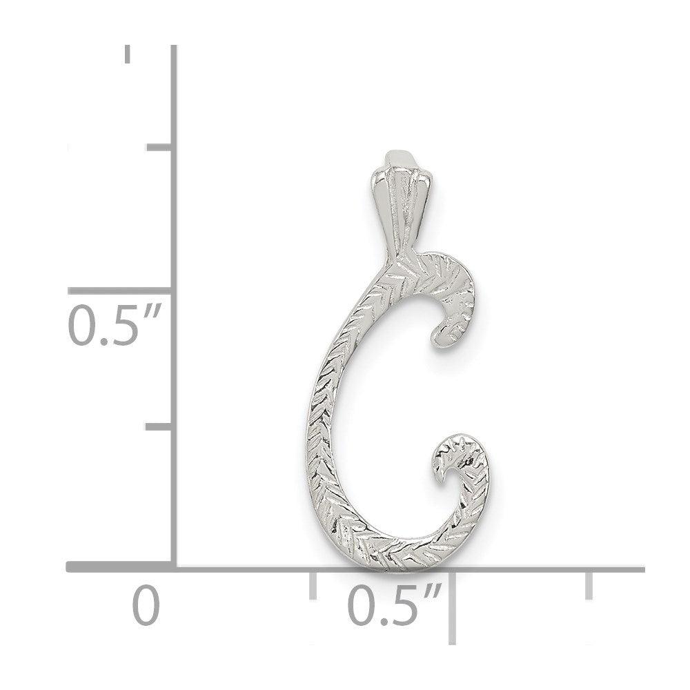 Sterlingsilber Poliert & Strukturiert Buchstabe C Initiale Kette Anhänger