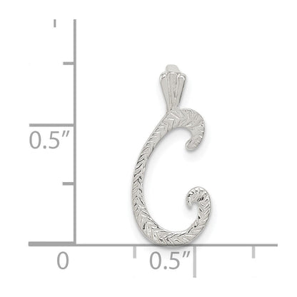 Sterlingsilber Poliert & Strukturiert Buchstabe C Initiale Kette Anhänger