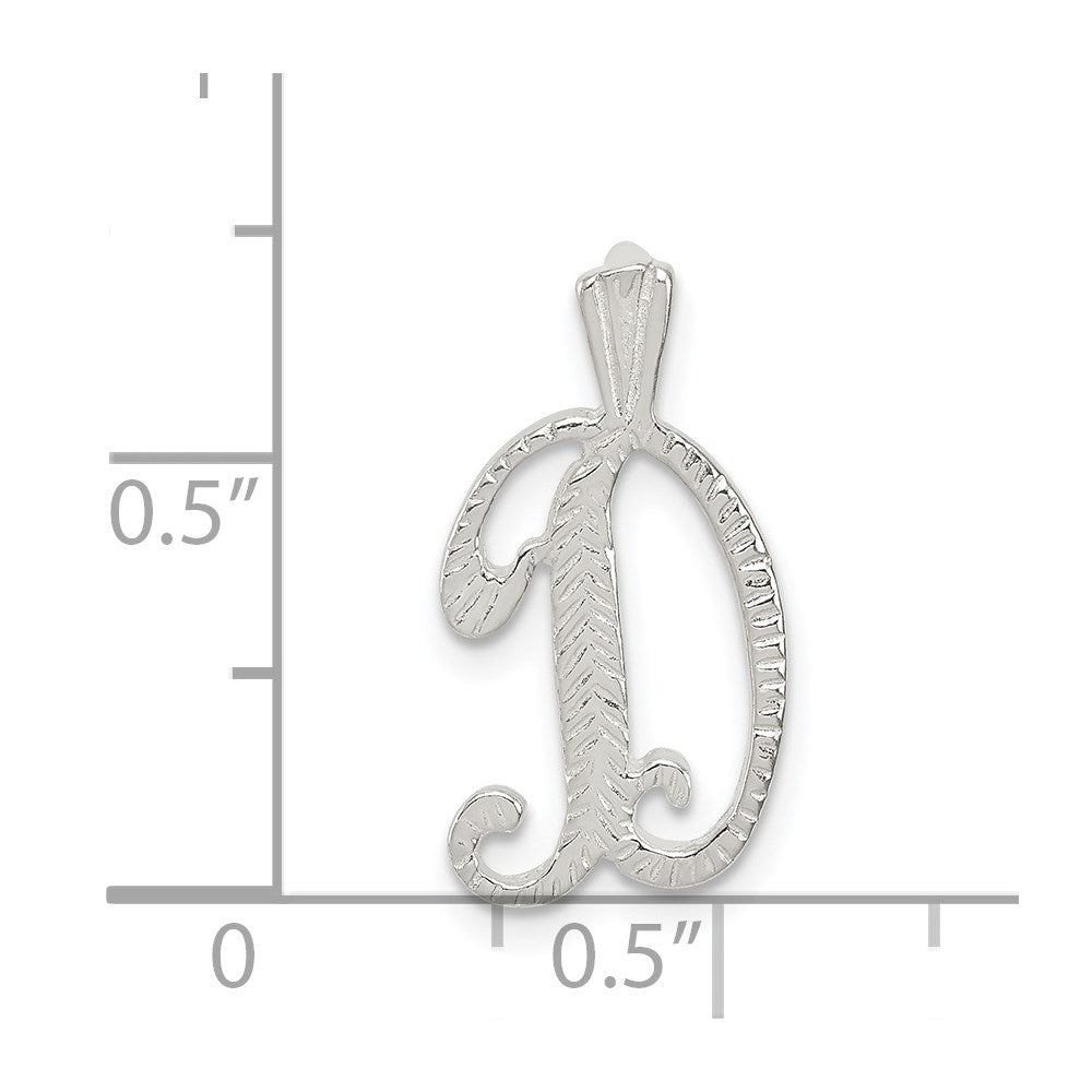 Sterlingsilber Poliert & Strukturiert Buchstabe D Initiale Kette Anhänger