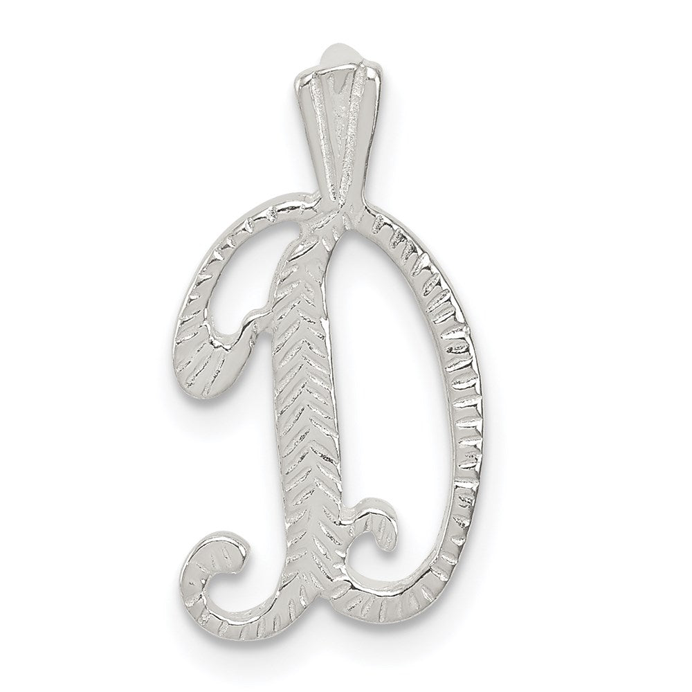 Sterlingsilber Poliert & Strukturiert Buchstabe D Initiale Kette Anhänger