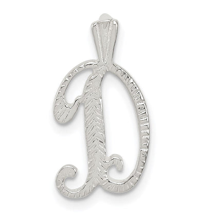 Sterlingsilber Poliert & Strukturiert Buchstabe D Initiale Kette Anhänger