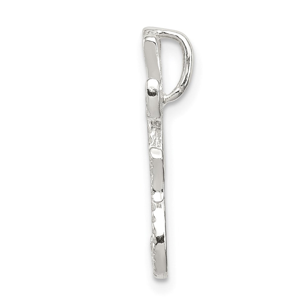 Sterlingsilber Poliert & Strukturiert Buchstabe F Initiale Kette Anhänger