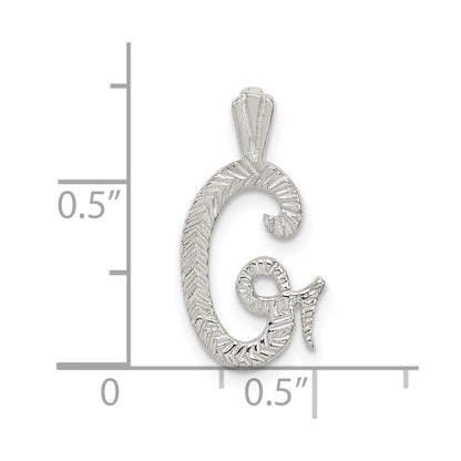 Sterlingsilber Poliert & Strukturiert Buchstabe G Initiale Kette Anhänger