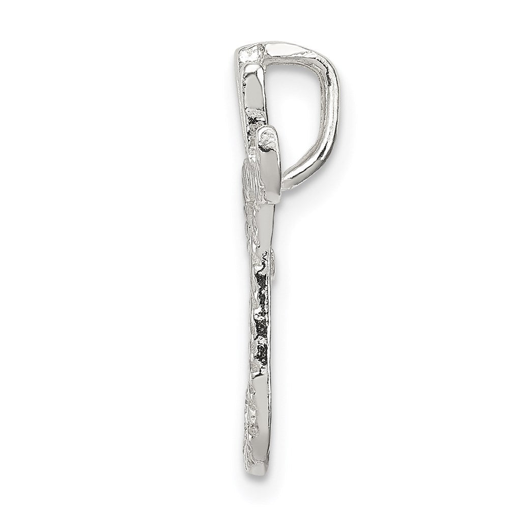 Sterlingsilber Poliert & Strukturiert Buchstabe T Initiale Kette Anhänger