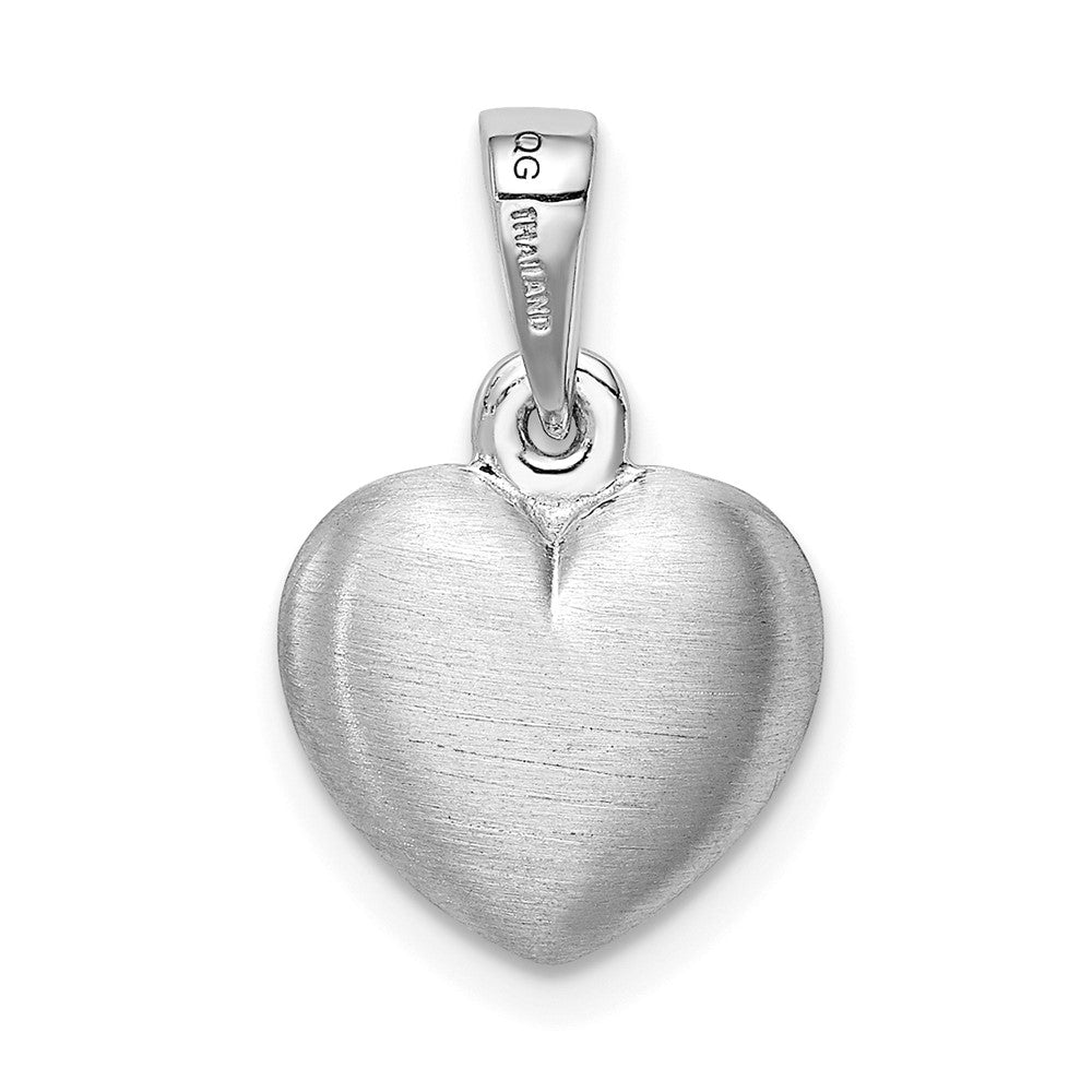 Sterlingsilber Rhodiniert Satiniert Herz Anhänger