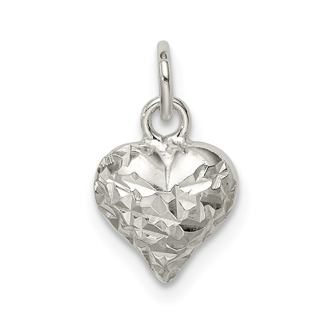 Sterlingsilber Poliert Diamantiert Puff Herz Charm
