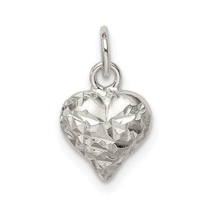 Sterlingsilber Poliert Diamantiert Puff Herz Charm