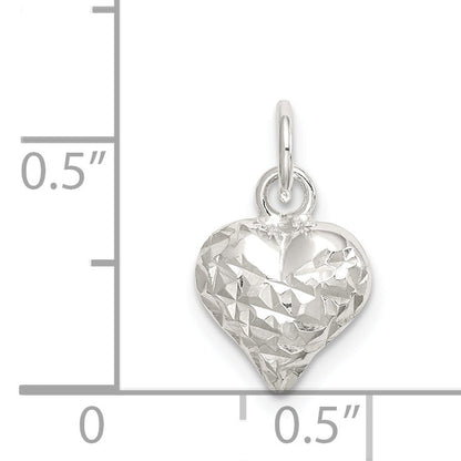 Sterlingsilber Poliert Diamantiert Puff Herz Charm