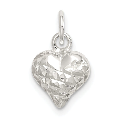 Sterlingsilber Poliert Diamantiert Puff Herz Charm