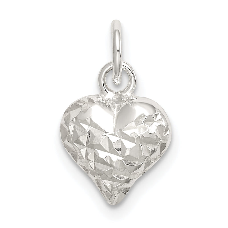 Sterlingsilber Poliert Diamantiert Puff Herz Charm