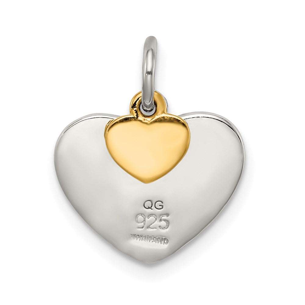 Sterlingsilber Vergoldet Strukturiert Liebe Charm Anhänger