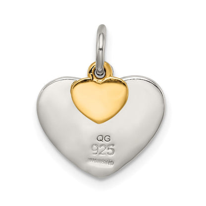 Sterlingsilber Vergoldet Strukturiert Liebe Charm Anhänger